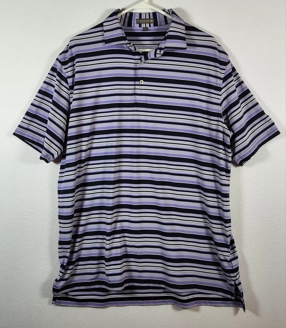 Peter Millar Shirt Mens Large Short Sleeve Light Golf Polo Summer Comfort Stripe